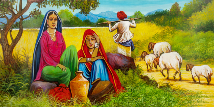 משפחת מגדלי צאן בכפר ברג'סטאן. איור: Art Amori / Shutterstock.com
